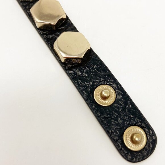 CARA NY | Gold Studded Black Leather Cuff - Picture 5 of 8